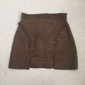 Suede camel skirt